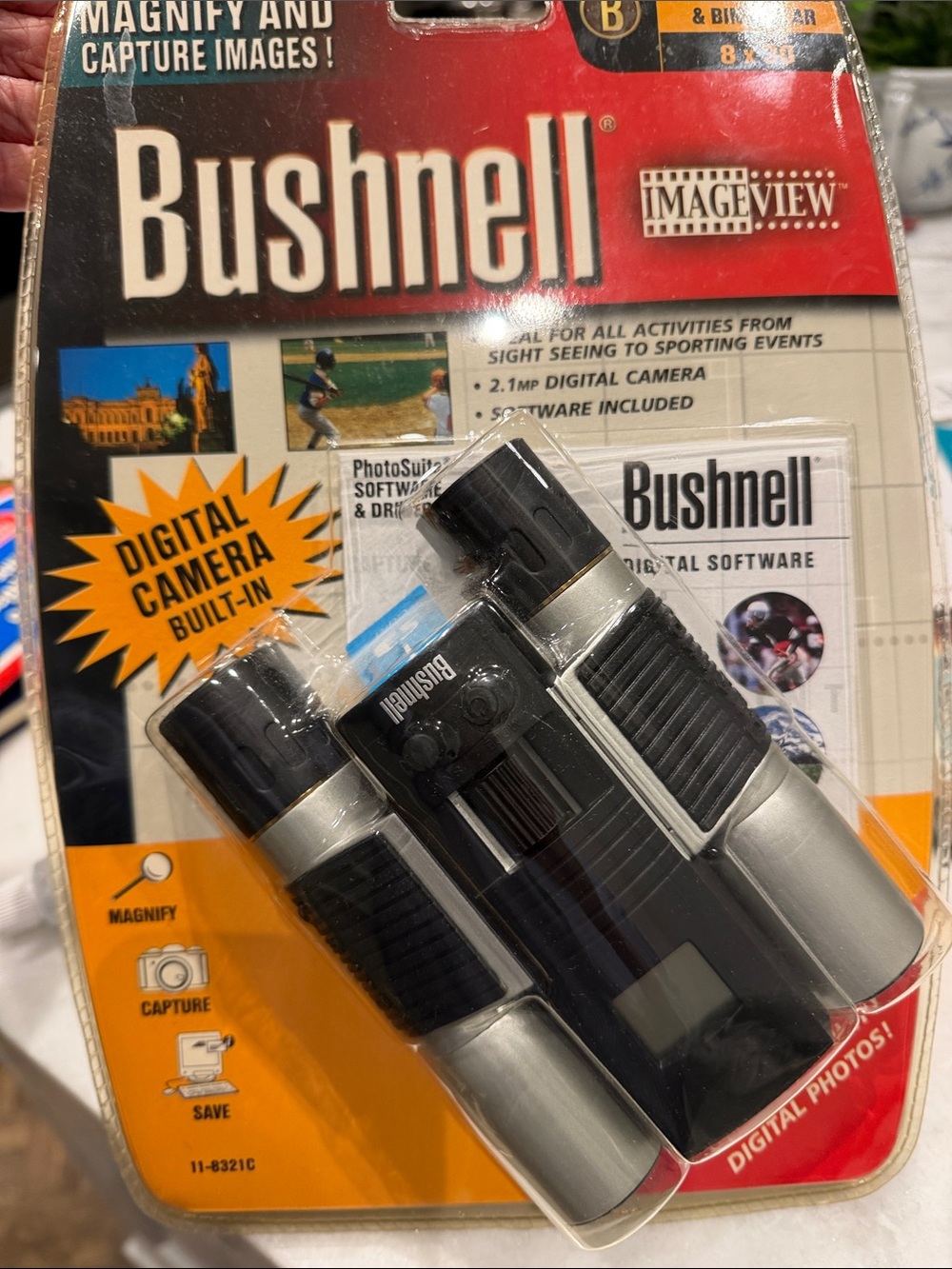 Silver & Black Digital Camera Binoculars - Compact ImageView. BUSHNELL